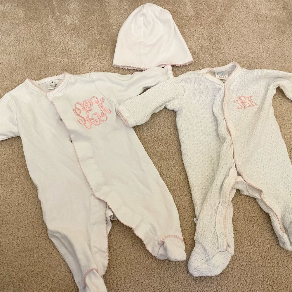 Monogrammed Newborn Outfits - SEK initials